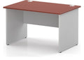 Impulse pastel straight desk with panel legs, 1200 x 800, white panel legs, brick red top