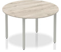 Impulse round meeting table with box frame, 1200mm diameter, grey oak top