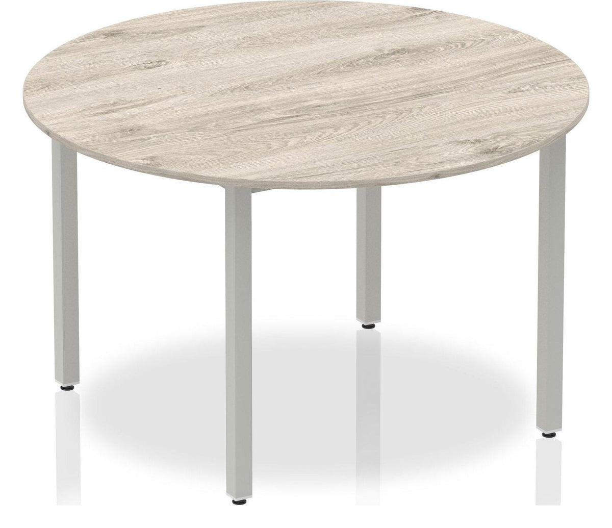 Impulse round meeting table with box frame, 1200mm diameter, grey oak top