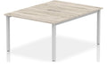 Impulse scalloped edge back-to-back bench desk, 1200mm wide desks (pod of 2), silver frame, grey oak top