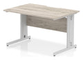 Impulse scalloped edge straight desk with cable managed legs, 1200 x 800, silver frame, grey oak top