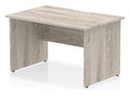 Impulse scalloped edge straight desk with panel legs, 1200 x 800, matching panel legs, grey oak top