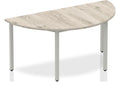 Impulse semi-circle meeting table with box frame, 1600 x 800, grey oak top