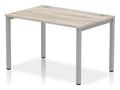 Impulse single row bench desk, grey oak top, silver frame, starter, 1 desk
