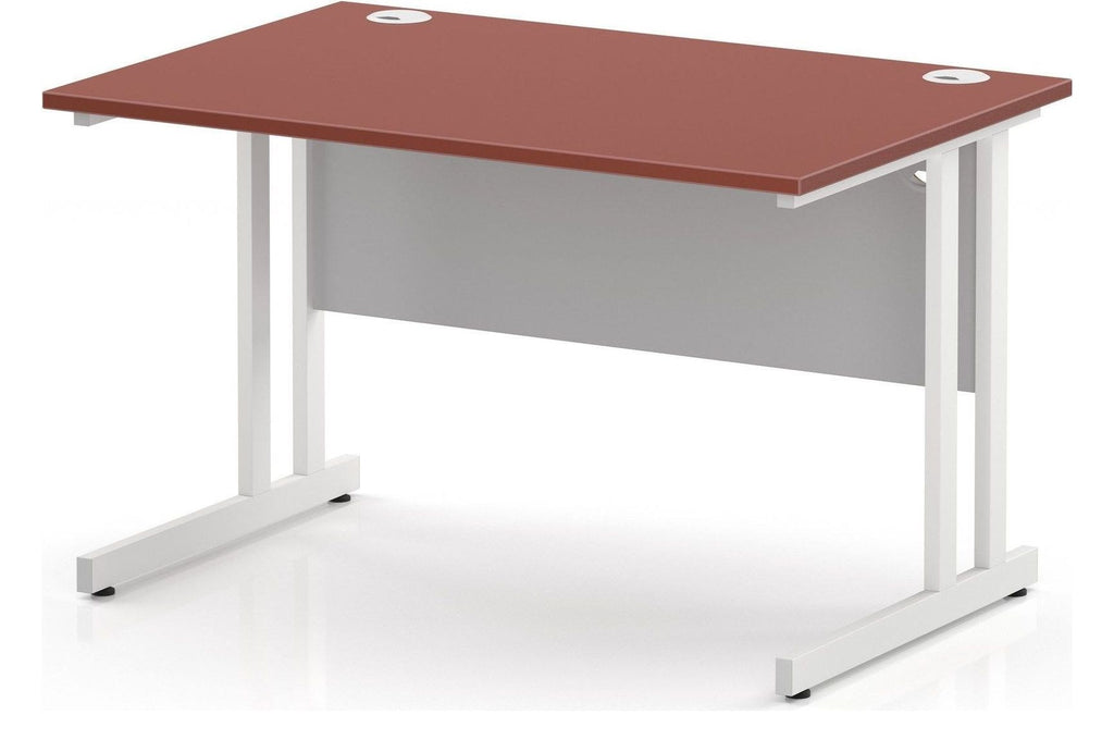Impulse Pastel straight desk with cantilever legs, 1200 x 800, white frame, brick red top
