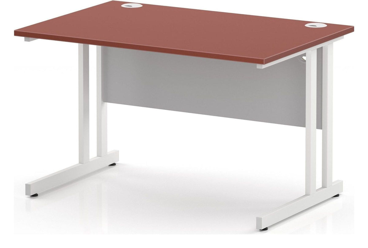 Impulse Pastel straight desk with cantilever legs, 1200 x 800, white frame, brick red top