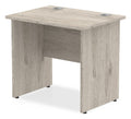 Impulse straight desk with panel legs, 800 x 600, matching panel legs, grey oak top