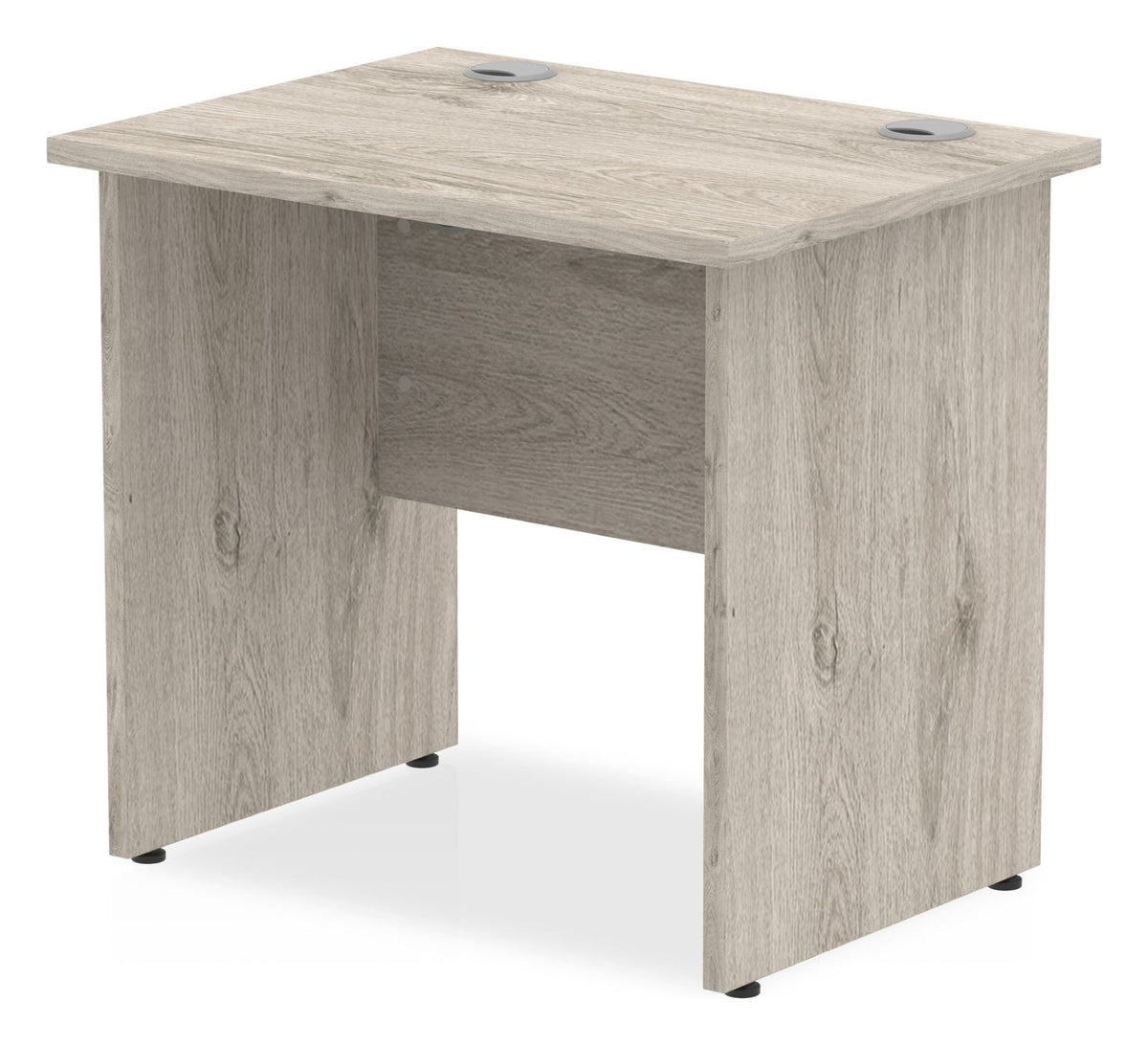Impulse straight desk with panel legs, 800 x 600, matching panel legs, grey oak top