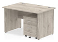 Impulse straight desk with panel legs and mobile pedestal, 1200 x 800, 2 drawers, grey oak top
