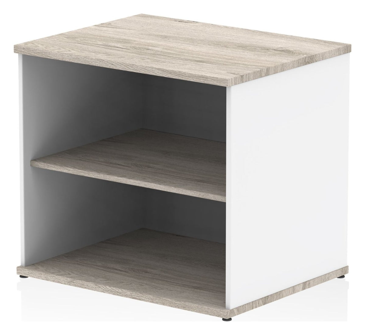 Impulse two-tone desk high bookcase, in grey oak & white