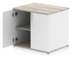 Impulse two-tone desk high cupboard, in grey oak & white, another view 1
