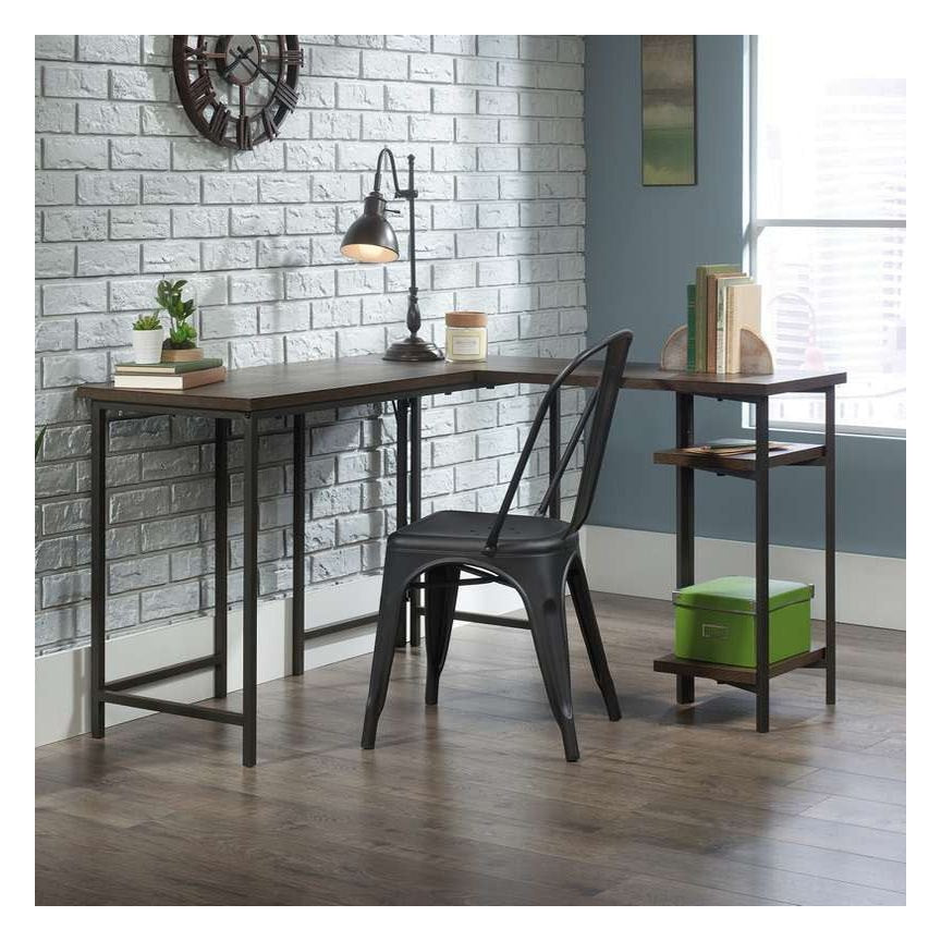 Industrial Style L-Shaped Desk Smoked Oak, view 2