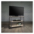 Industrial Style TV Stand and Trestle Shelf in charter oak