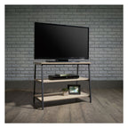 Industrial Style TV Stand and Trestle Shelf in charter oak