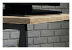 Industrial Style TV Stand and Trestle Shelf in charter oak, view 3