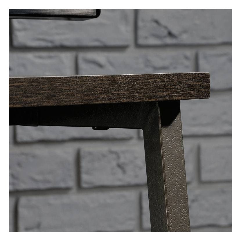 Industrial Style TV Stand and Trestle Shelf in smoked oak, view 3