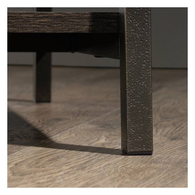 Industrial Style TV Stand and Trestle Shelf in smoked oak, view 5