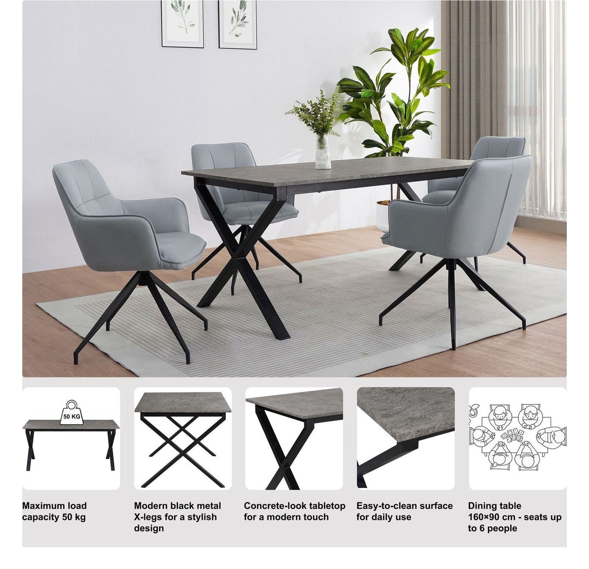 Ipswich Dining Table 160 X 90cm, view 16