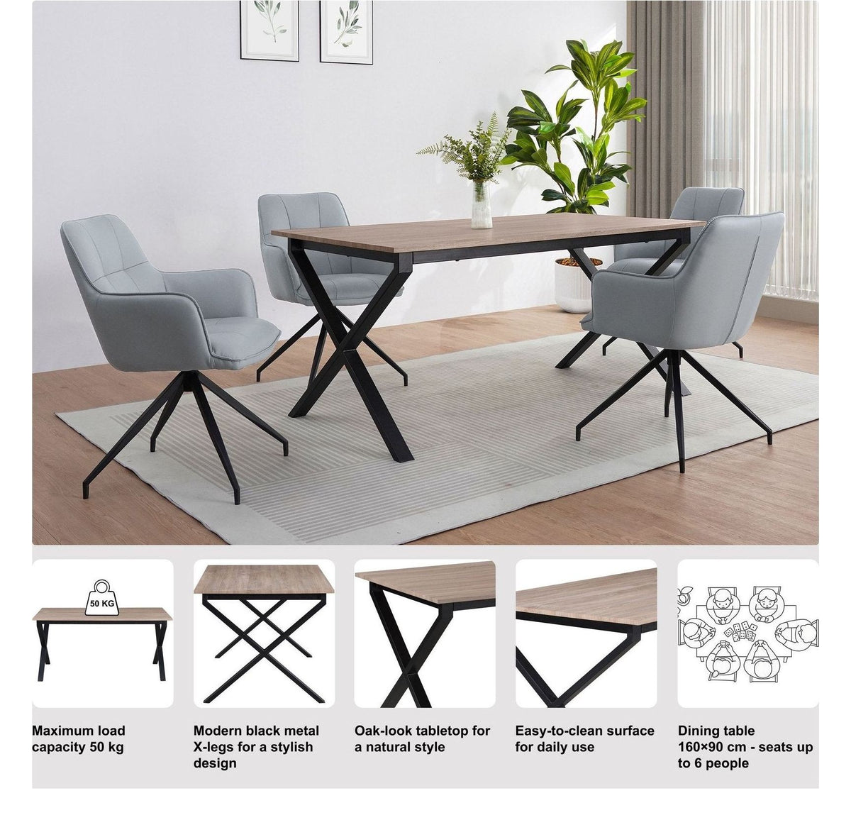 Ipswich Dining Table 160 X 90cm, view 8