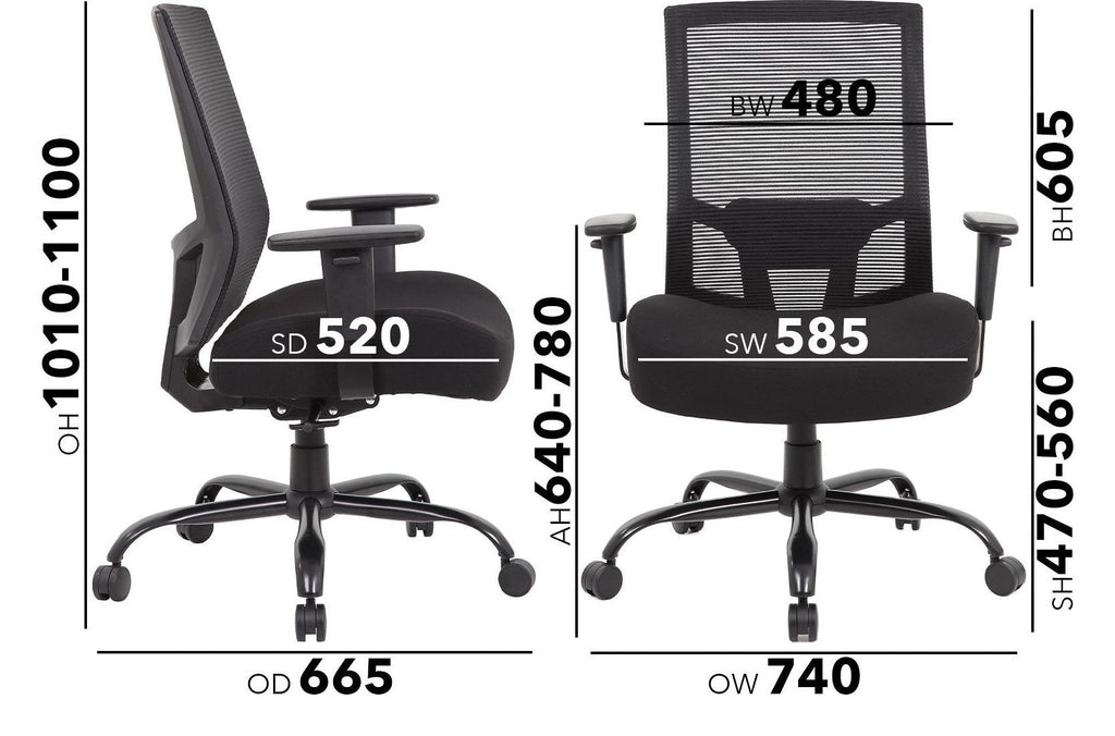 Isla Heavy Duty 24 Hour Mesh Chair dimensions