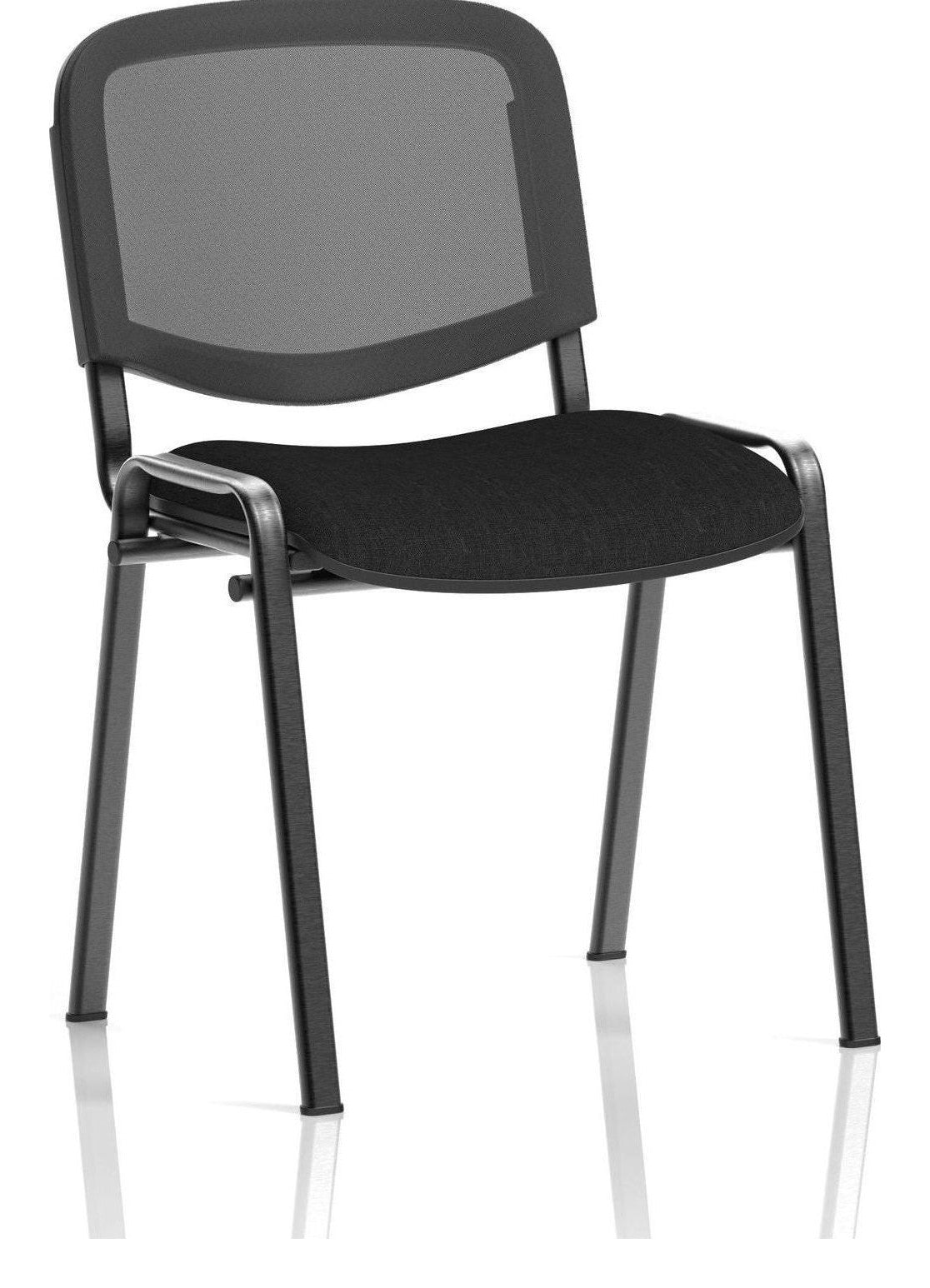ISO Mesh Back Stacking Visitor Chair, black, black, black mesh
