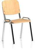 ISO Beech Wood Stacking Visitor Chair, beech wood, chrome, beech wood
