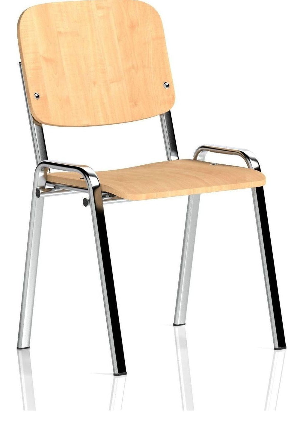 ISO Beech Wood Stacking Visitor Chair, beech wood, chrome, beech wood