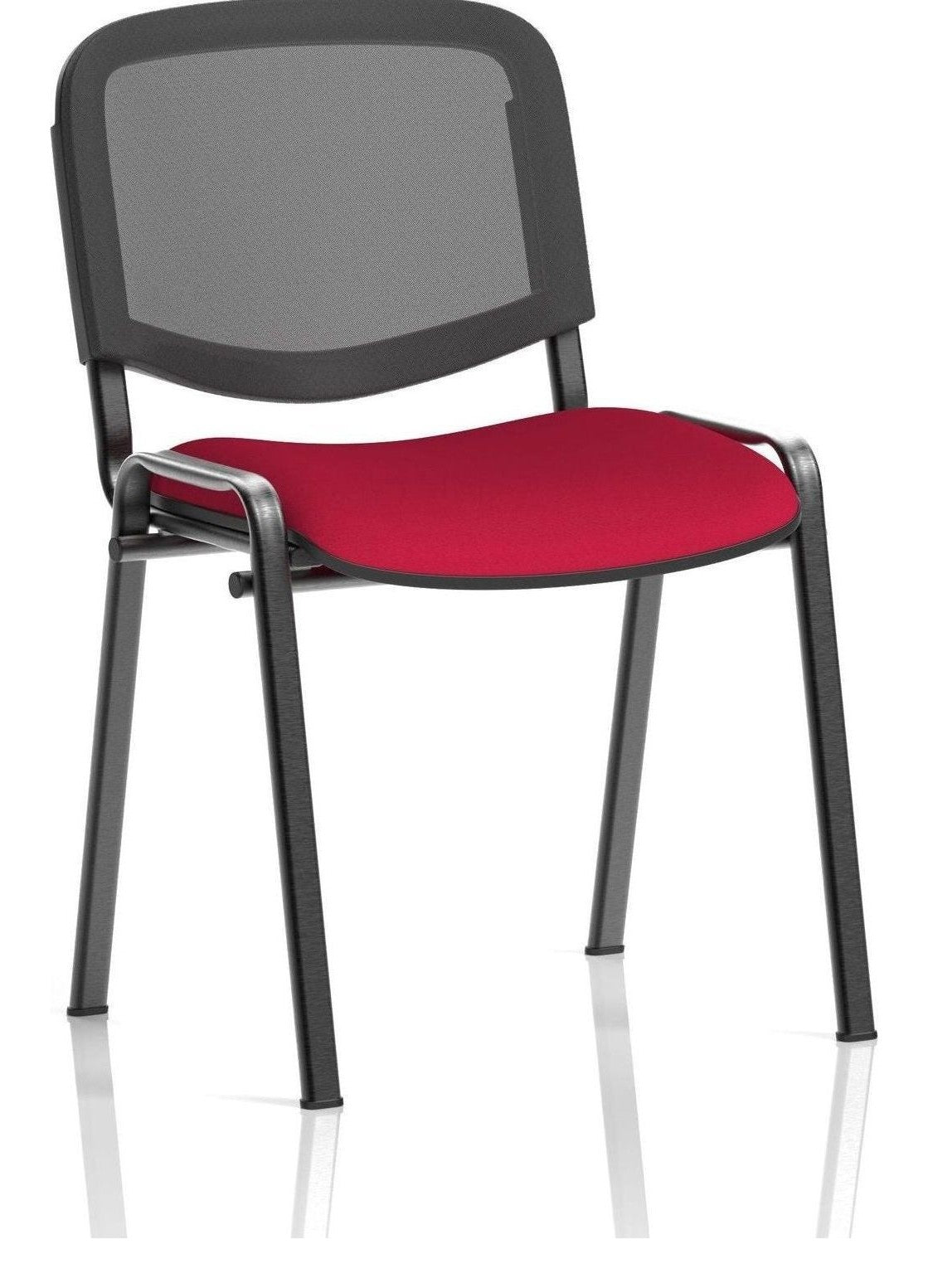 ISO Bespoke Mesh Back Stacking Visitor Chair, cherry, black