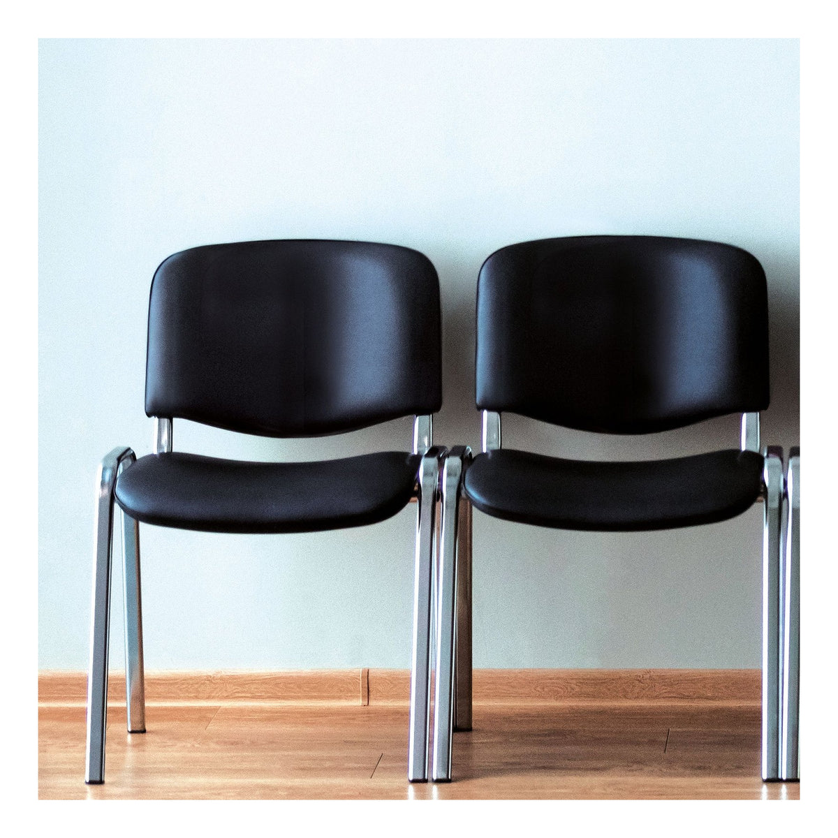 Iso Vinyl Stacking Conference Chair with Black Frame (Pack of 10) in black, view 2