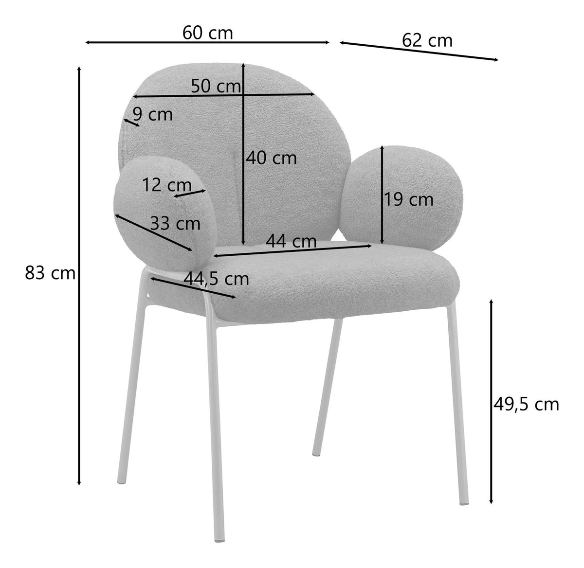 Iwama Teddy Fabric Dining Chair (Pack of 2), view 20