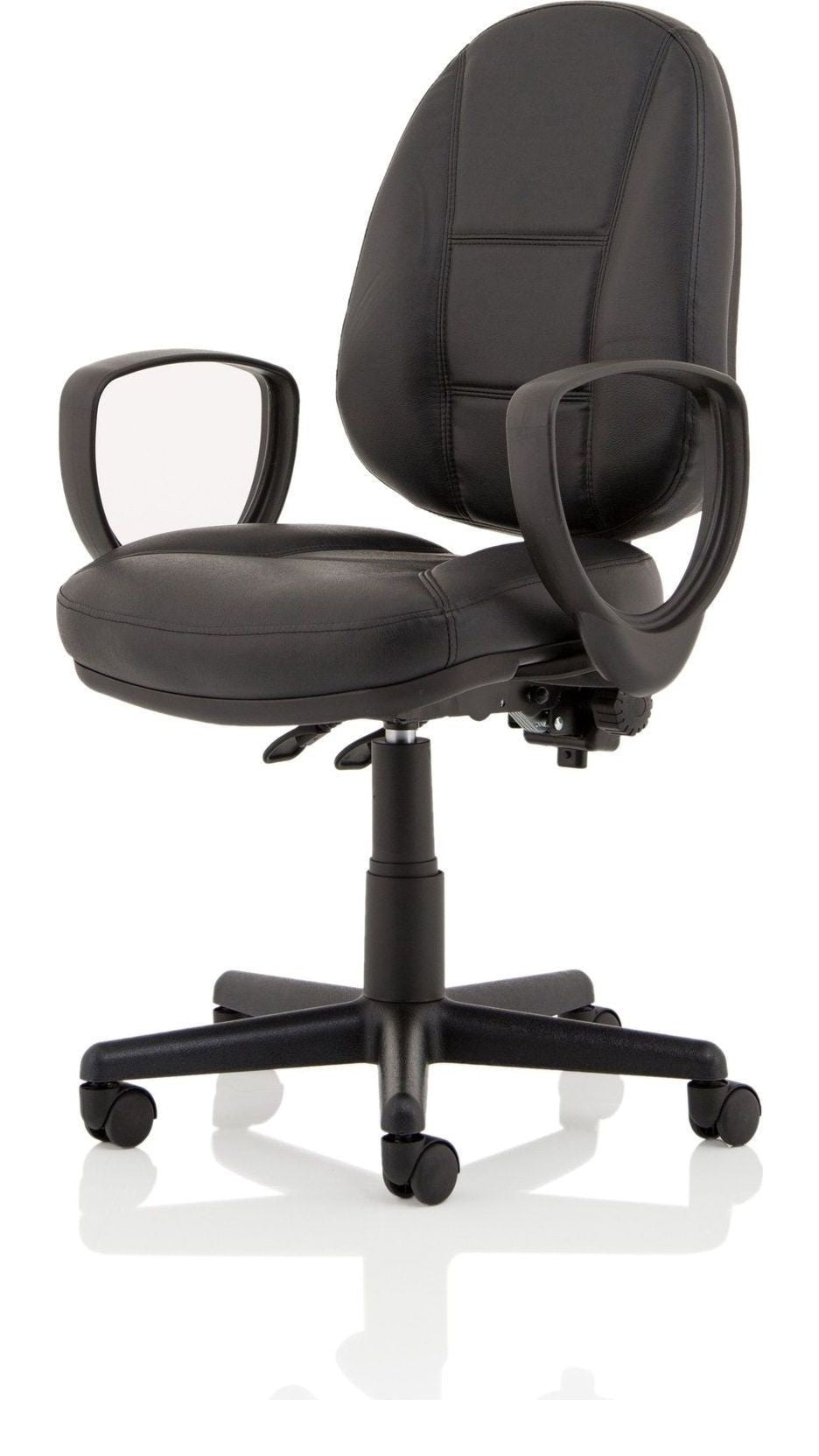 Jackson Medium Back Black Leather Task Operator Chair, loop arms, another view 2
