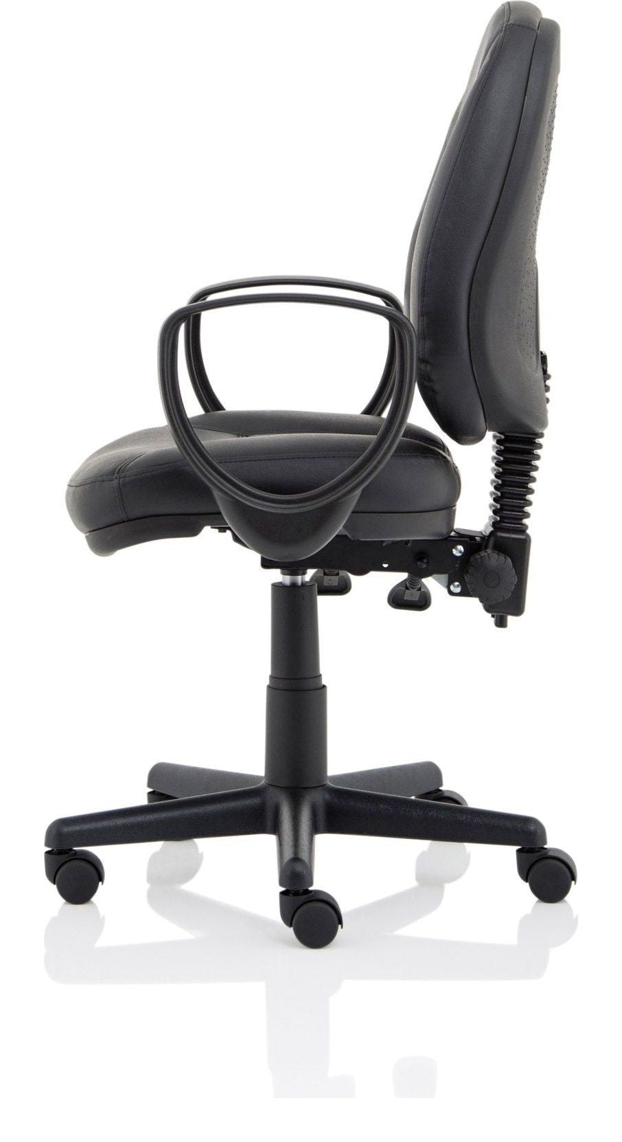 Jackson Medium Back Black Leather Task Operator Chair, loop arms, another view 3