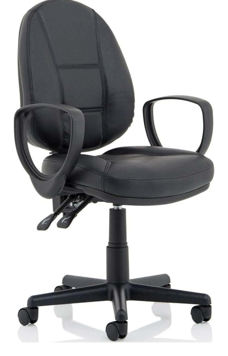 Jackson Medium Back Black Leather Task Operator Chair, loop arms