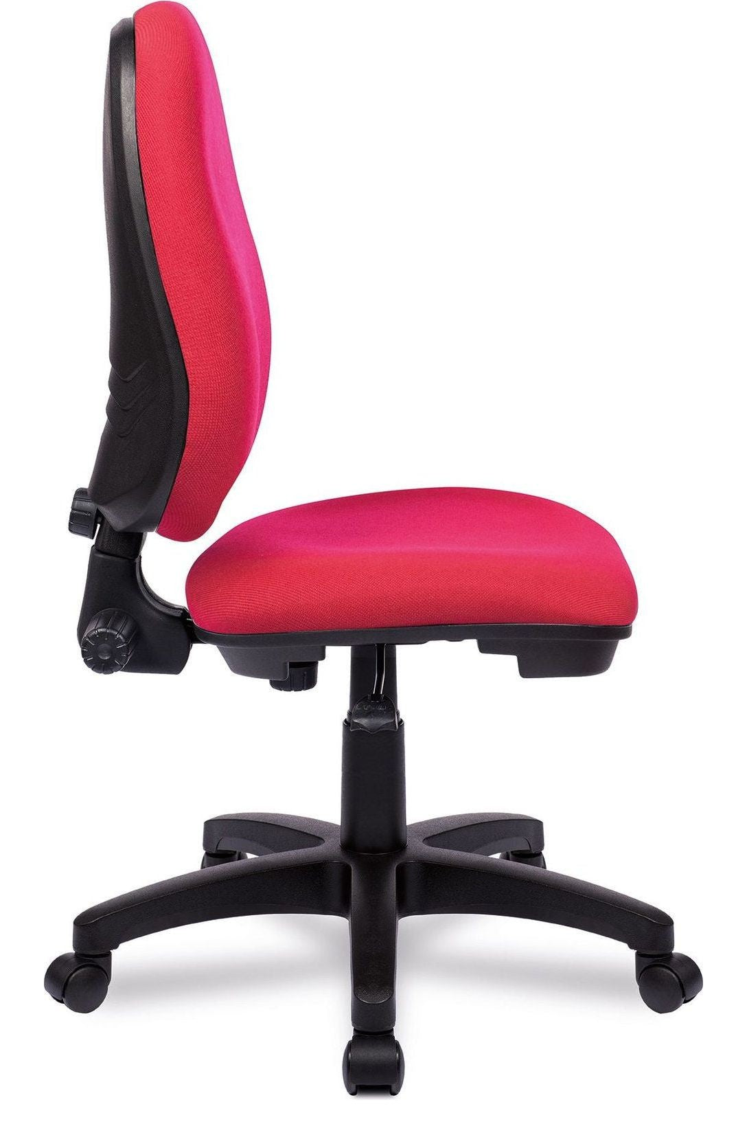 Java 100 Medium Back Operator Chair in red, no arms, view 2