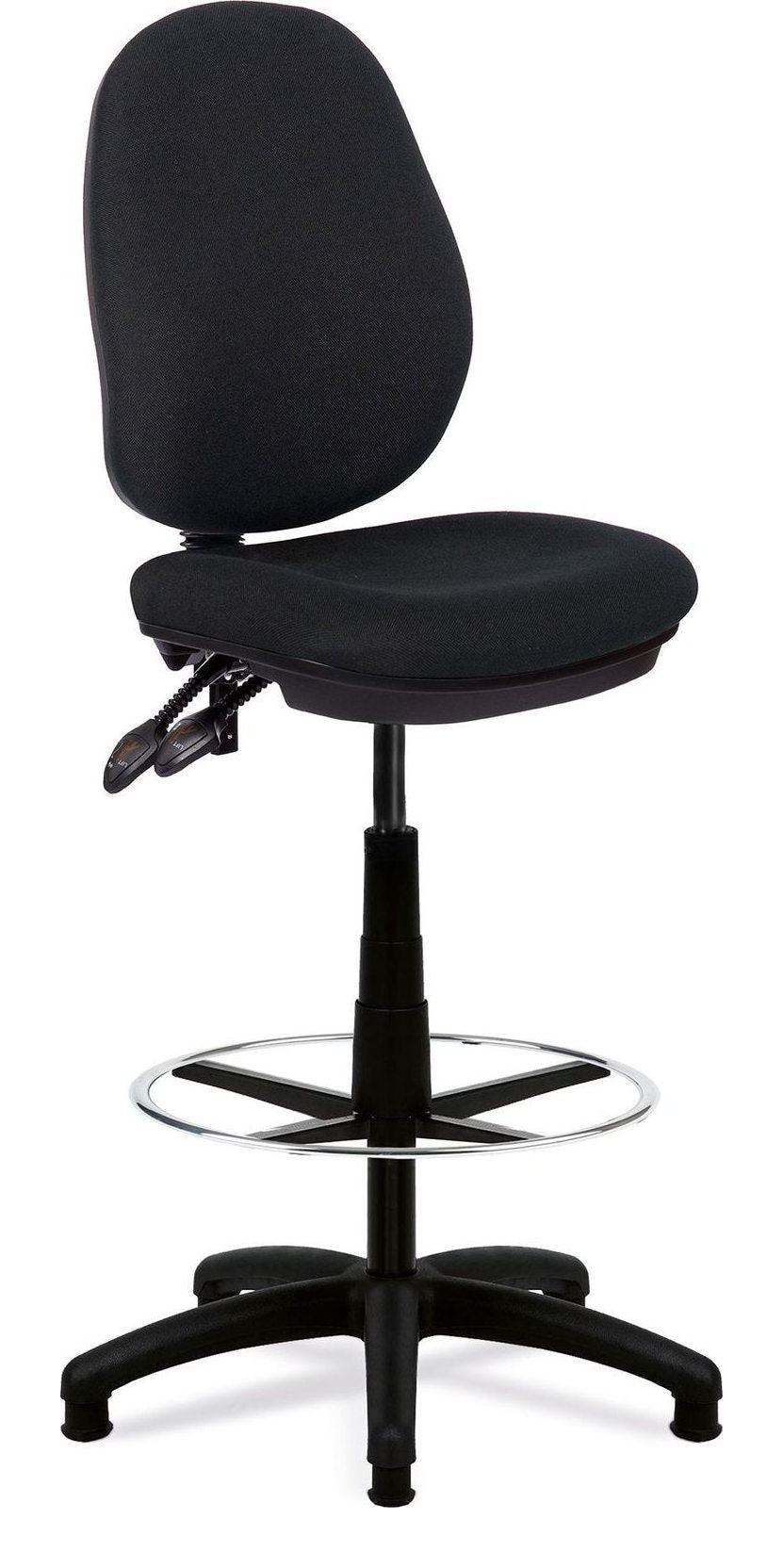 Java 200 Fabric Medium Back Draughtsman Chair in black, no arms