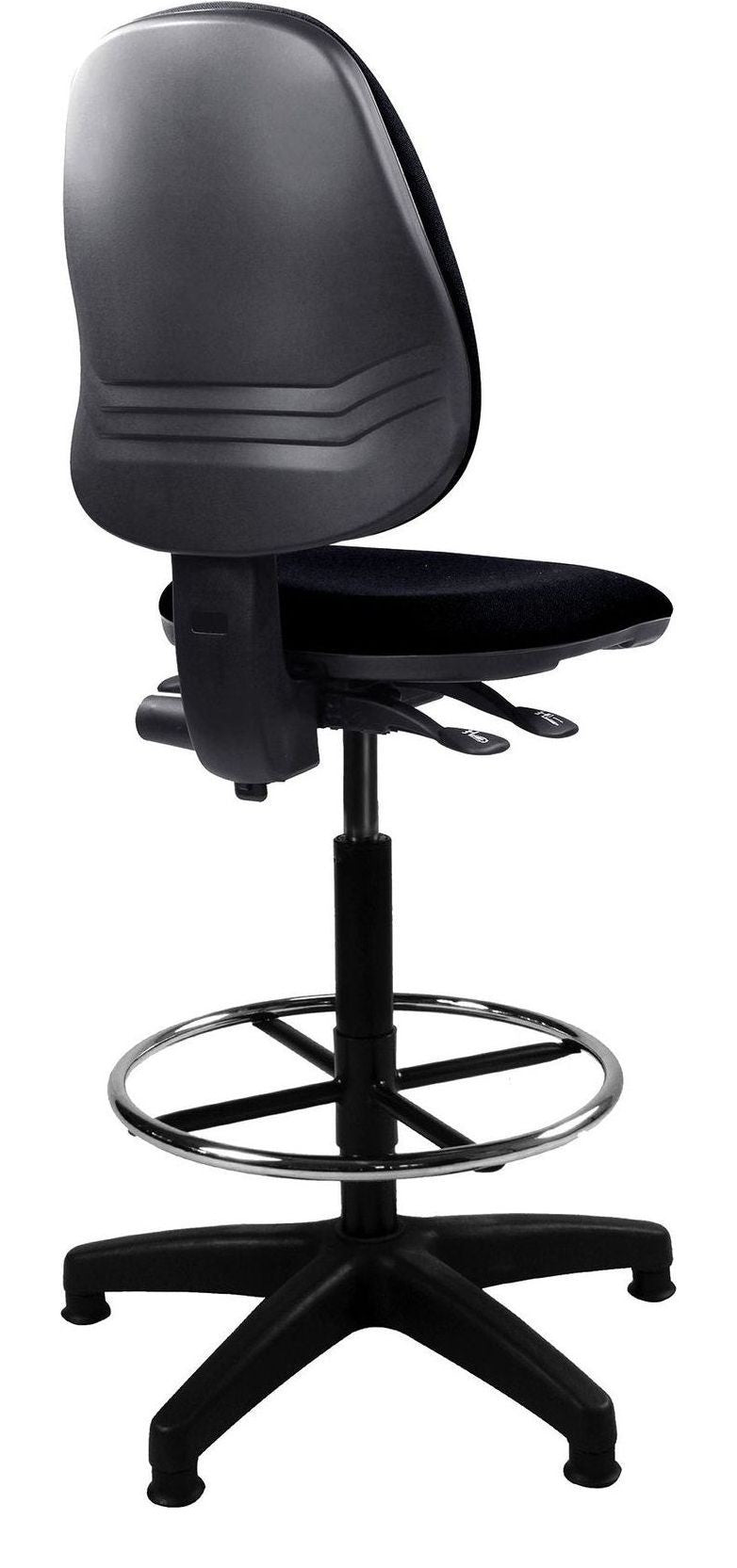 Java 200 Fabric Medium Back Draughtsman Chair in black, no arms, view 2