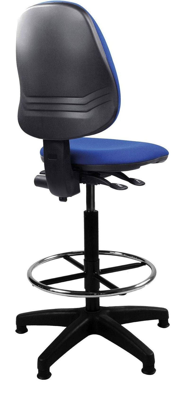 Java 200 Fabric Medium Back Draughtsman Chair in blue, no arms, view 2