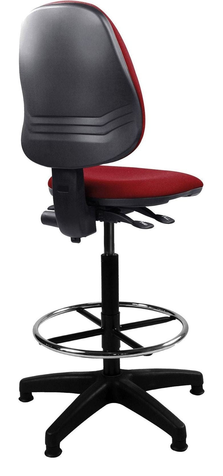 Java 200 Fabric Medium Back Draughtsman Chair in red, no arms, view 2
