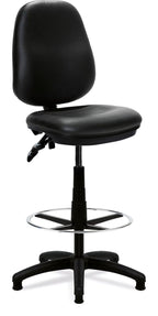Java 200 Vinyl Medium Back Draughtsman Chair in black, no arms