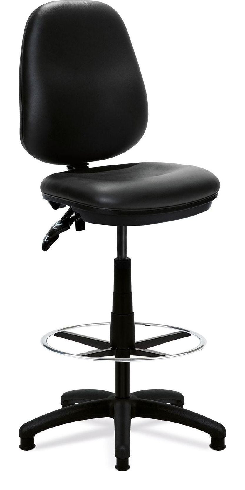Java 200 Vinyl Medium Back Draughtsman Chair in black, no arms