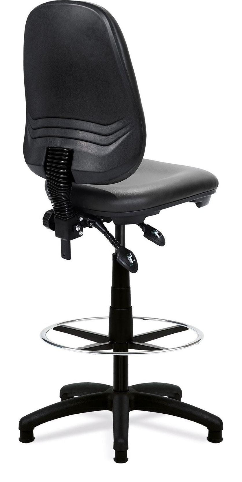 Java 200 Vinyl Medium Back Draughtsman Chair in black, no arms, view 2