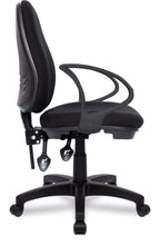 Java 300 Medium Back Operator Chair in black, fixed arms, view 2