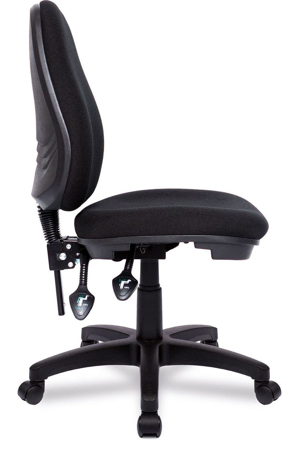 Java 300 Medium Back Operator Chair in black, no arms, view 2
