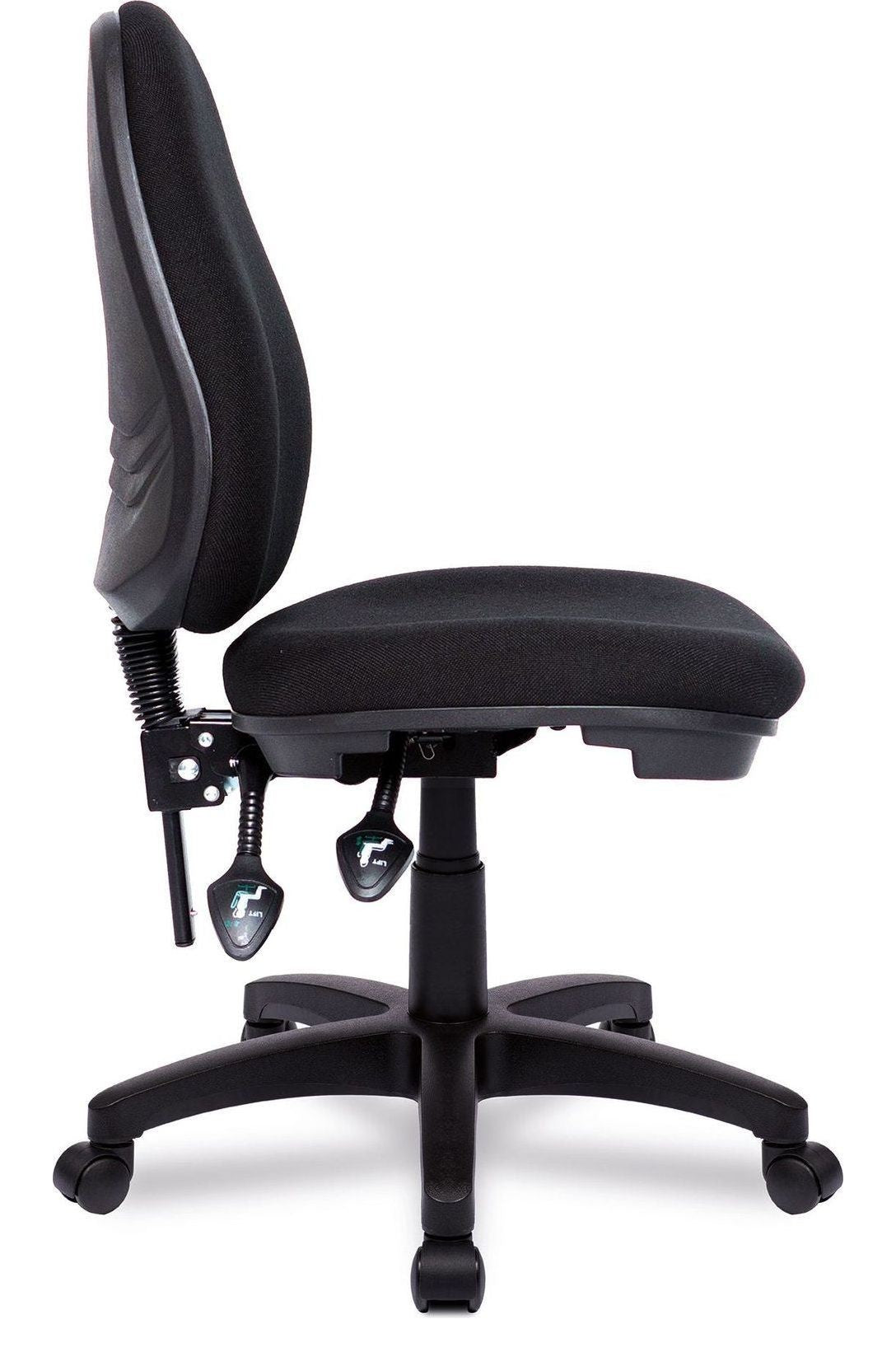 Java 300 Medium Back Operator Chair in black, no arms, view 2