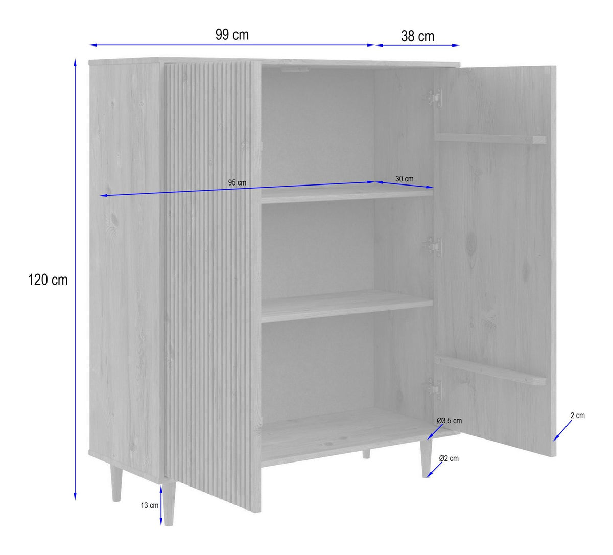 Jerzy Highboard 100 2 Door, view 18
