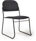 Jive Skid Frame Stacking Chair in black frame, black fabric, no arms