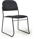 Jive Skid Frame Stacking Chair in black frame, black fabric, no arms