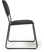 Jive Skid Frame Stacking Chair in black frame, black fabric, no arms from the side