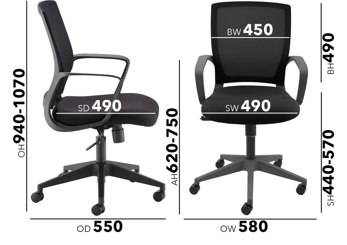 Jonas Mesh Operator Chair dimensions