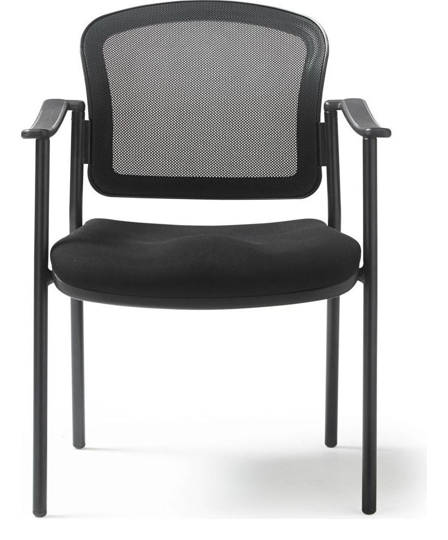Joni Mesh Stacking Chair in black from the front
